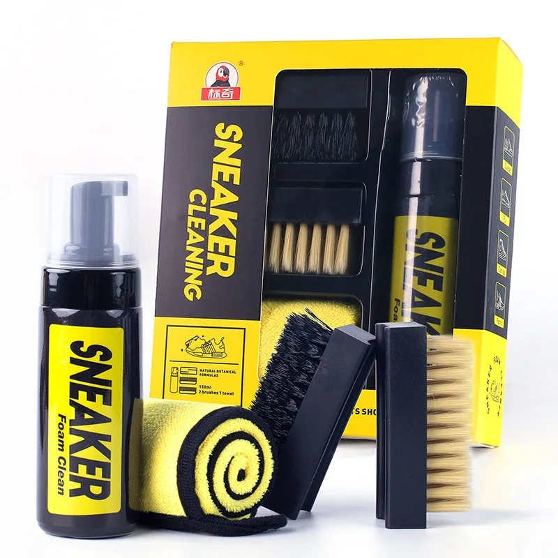 Sneaker Care Cleaning Kit - โฟมกันน้ํารองเท้าผ้าใบทําความสะอาด 150ML รองเท้าโฟมทําความสะอาดแห้งชุดแปรงรองเท้ารองเท้าผ้าทํางานบนรองเท้าสีขาว,หนังนิ่ม,Boot