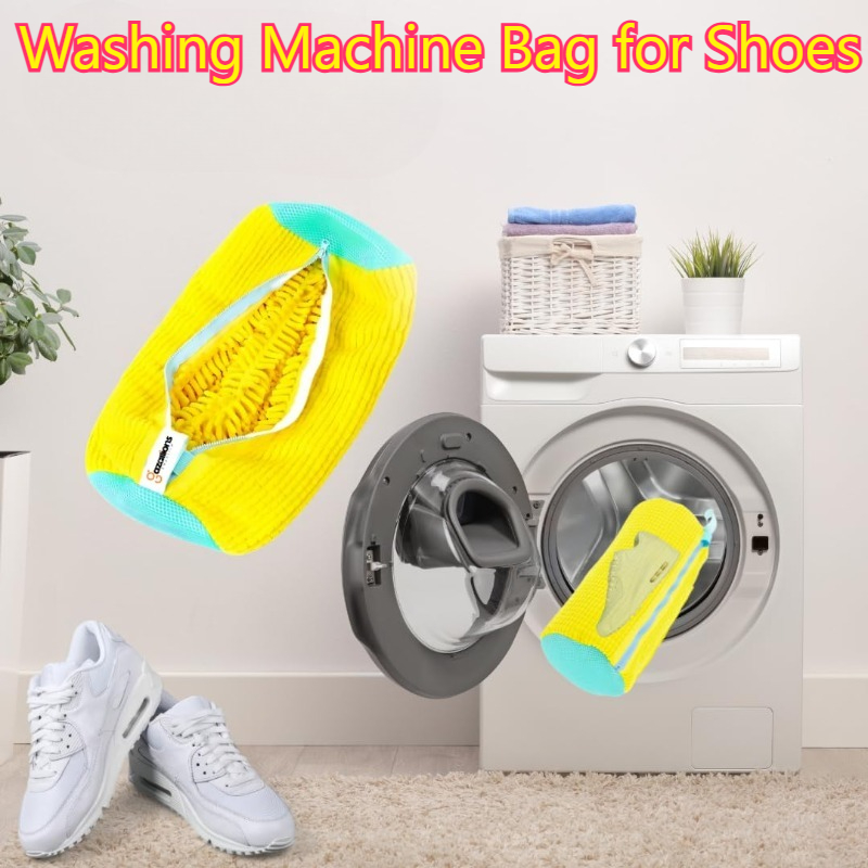 Sneaker Care Cleaning Kit - ถุงซักผ้า ถุงซักรองเท้าสำหรับเครื่องซักผ้า-มีซิป ถุงซักผ้าที่มีขนปุยอยู่ภายใน เหมาะสำหรับรองเท้าผ้าใบและรองเท้าลำลอง